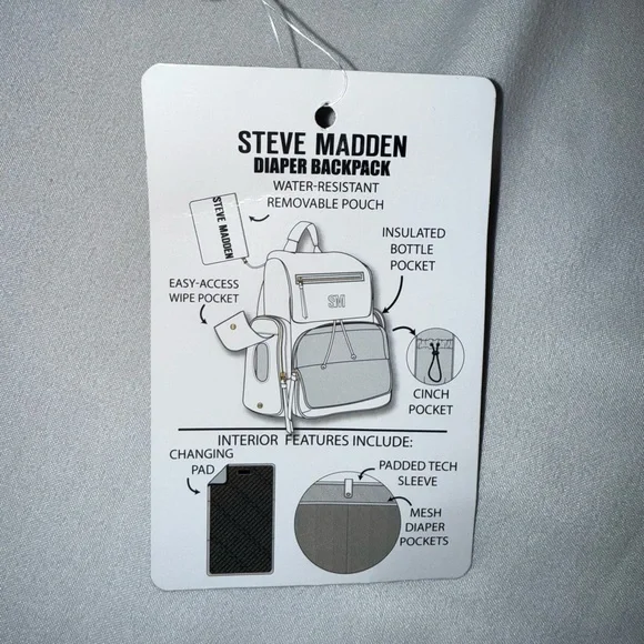 Steve Madden Black Embossed Backpack/Diaper Bag - Picture 12 of 13